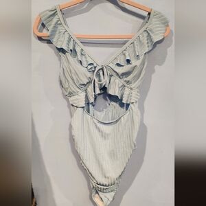 Light Blue Ruffled One Piece Swimsuit Size S Nwot